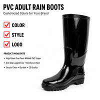 Bottes de pluie pour adultes en PVC brillant, imperméables, antidérapantes, hautes, en caoutchouc, avec logo personnalisé, couleur au choix, pour l'agriculture, la construction, les travaux en extérieur
