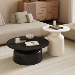 Cream Style Round Coffee <b>Table</b> Resin Top Small Apartment Living Room Furniture Modern Minimalist Design - Product Image 2