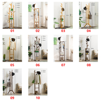 GG18 Functional Drei-Zweig-Steh mantel Kleiderbügel Schlafzimmer Wohnzimmer Racks Holz Kleidung Hut Kleiderbügel Stand Rack