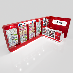 Vitrine d'exposition pour téléphone portable en verre rouge personnalisée, éclairage LED, étanche, écologique, robuste, recyclable, garantie 3 ans - Product Image 4