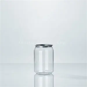 Custom Logo Plastic Pet Can Soda Can Juice Bottle 330ml 500ml Beverage Bottle Transparent Pet Clear Can