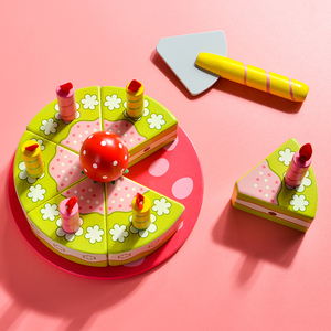 Ensemble de jouets en bois pour enfants, <span class=keywords><strong>jeu</strong></span> de simulation de découpe de gâteaux aux fruits magnétiques, maison de <span class=keywords><strong>jeu</strong></span>, ensemble de fête du thé au matcha, gâteau d'anniversaire - Product Image 1