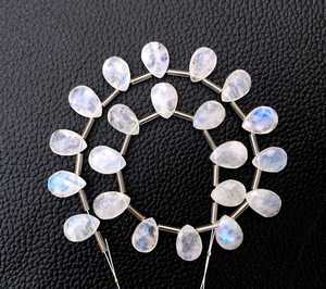 Piedra de Luna de arcoíris Natural, 21 piezas, forma de pera facetada, cuentas de Briolette de Gema azul intermitente, venta al por mayor - Product Image 5