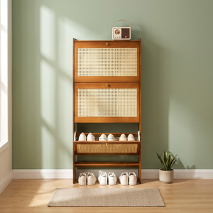 Étagère à chaussures en bois moderne avec 3 niveaux, design gain de place pour l'entrée, meuble de style scandinave - Product Image 4
