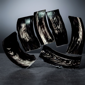 Natural Buffalo Horn Plate Carved Eco-Friendly Knife Handle Optical Frame Angel <b>Brown</b> Black White Streaks Art Collectible Craft - Product Image 1
