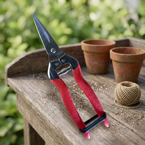 Tijeras para Bonsái de Acero Inoxidable con Hoja Larga Dentada de 7-5/8 Pulgadas, Mango Antideslizante Cromado en Rojo y Plata, 152g - Product Image 3