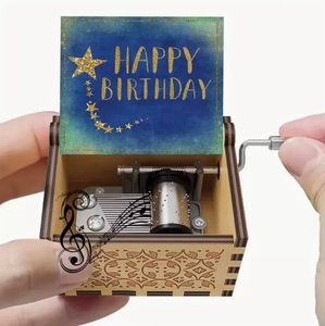 Caja de Música de Madera con Manivela, Caja de Música Mecánica Clásica, Regalo de Cumpleaños, Pequeña Caja de Música para Hombre, Niña, Mujer - Product Image 1