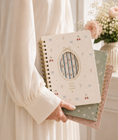 Carnet spirale personnalisé rose et violet, couverture rigide florale avec fenêtre, journal à feuille dorée pour femmes