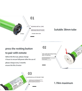 Persianas Eléctricas Inteligentes para el Hogar, <span class=keywords><strong>Tubo</strong></span> de Plástico Blanco de 38 mm, Horizontales, para Ventanas Octogonales, Certificación CE, USB Integrado, Batería de Litio - Product Image 2