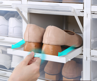 Boîte à chaussures magnétique à ouverture latérale WS16, trois couches, en plastique, empilable, pliable, organisateur de chaussures, boîte de rangement pour chaussures de sport, de basket-ball