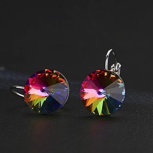 Hợp Thời Trang 12Mm Áo Tinh Thể Tổng Hợp Tai Cuff Hợp Kim Bạch Kim Mạ Khảm Kim Cương Stud Bông Tai Nhiều Màu - Product Image 5