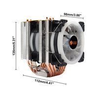 Mute 90MM PWM Fan 6 Tube de cuivre CPU Radiateur pour processeur d'ordinateur LGA775 1155 1200 1700 1356 X79X99 2011 Computer Case