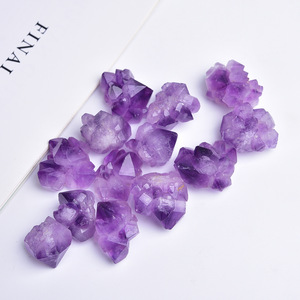 Vente en gros de grappe de cristaux d'améthyste brute en forme de <span class=keywords><strong>dent</strong></span> et de fleur, pierres précieuses énergétiques pour la décoration intérieure - Product Image 2