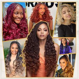 Tresses au <span class=keywords><strong>crochet</strong></span> French Curl 22 pouces 210g en fibre synthétique haute température, extension de cheveux afro ondulés - Product Image 6