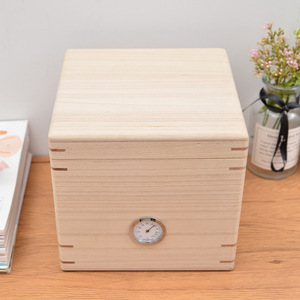 Caja de almacenamiento de té de madera con higrómetro, contenedor rectangular de madera contrachapada para té suelto, para uso artesanal y regalo de té Pu Erh - Product Image 4