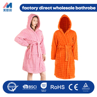 Peignoir en microfibre tricoté respirant à manches longues avec ceinture et serviette, robe de bain, vente en gros directe d'usine, logo personnalisé