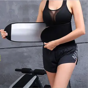 Cinto de neoprene para perda de peso, cinto doce para barriga e cintura, preto com bolsos, cinto de treino de suor para perda de peso