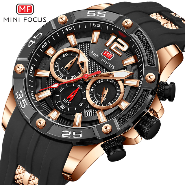 Mini Focus MF0349G MF 0349 Quartz Movement Wristwatch Waterproof Chronograph Luminous Hands Fashion Style Watch for Men Relojes