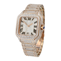 Montre mécanique personnalisée avec logo, montre automatique en diamant pour homme, montre carrée entièrement sertie de moissanite, fermoir réglable