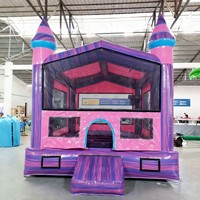 Château de videur sautant gonflable compact rose et violet irisé pour enfants maison de jeu intérieure pour les fêtes de parc de trampoline de jardin