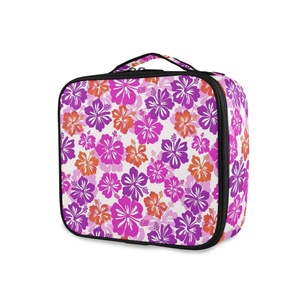 High Quality Pink Hibiscus Design Professional Artist <b>Storage</b> Bag <b>Makeup</b> Bag Hawaii Travel Organizer Cosmetic Case for Women - Product Image 1