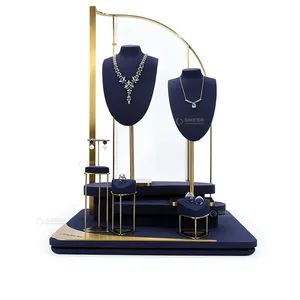 豪华拉丝PU珠宝展示柜套装珠宝托盘珠宝展示架