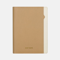 Libreta de Negocios de Lujo Multifuncional con Bolsillo Interior, de Cuero PU, con Diseño Simple de Patrón Cruzado y Hojas Sueltas