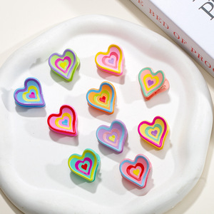 Hot Selling Colorful Y2K <b>Sweet</b> Unisex 2.5cm Mini Heart Plastic Resin Hair Claw Clips for Side and <b>Flower</b> Hair in Stock - Product Image 4