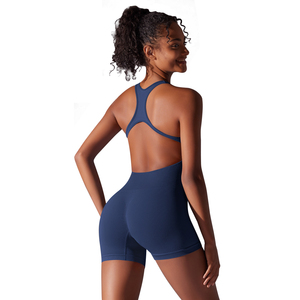 Ropa de Yoga de una pieza de levantamiento deportivo para mujer de secado rápido, mono de sensación desnuda, mono de entrenamiento Fitness sin espalda, pantalones cortos de Yoga - Product Image 5