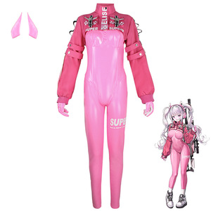 Conjunto de disfraz de Nikke Victory Alice para mujer, disfraz de cuerpo completo rosa con accesorios, disfraz de juego - Product Image 1