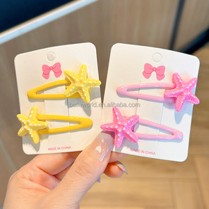 BELLEWORLD, venta al por mayor, 2 piezas por juego, simulación <span class=keywords><strong>de</strong></span> estrellas <span class=keywords><strong>de</strong></span> mar coloridas, accesorios para el <span class=keywords><strong>cabello</strong></span> para niños, pinza <span class=keywords><strong>de</strong></span> pelo BB bonita para niñas - Product Image 4