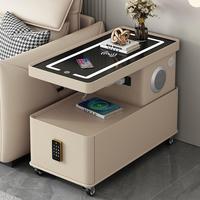Mesa de Centro Auxiliar Inteligente Giratoria Multifuncional con Ruedas Móviles con Bloqueo, Mesita de Noche Inteligente de Lujo Ligero para Sala de Estar y el Hogar