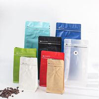 Sachet d'emballage Doypack à fond plat en aluminium refermable avec fermeture éclair, imprimé sur mesure, pour café et thé