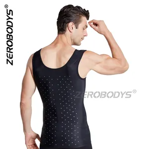 ZEROBODYS W027 Mens Compression Shirt Slimming Undershirt Shapewear Body Shaper Hides Man Boobs Tank Top