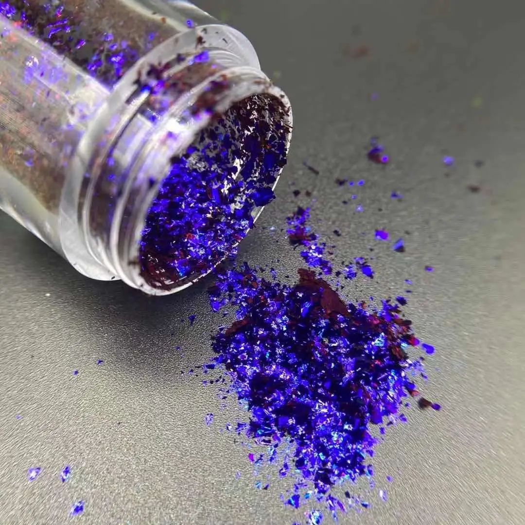 Sombra de ojos holográfica iridiscente, purpurina para decoración de uñas, copos de Aurora cromados camaleón cosmético
