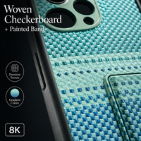 Coque de téléphone portable antichoc 2-en-1 avec support et porte-cartes, design à carreaux gaufré en TPU+PC, pour 15 Pro Max 17 Pro – Offre Spéciale Luxe