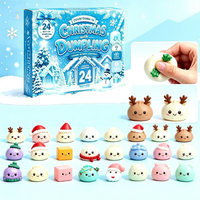 Calendrier de l'Avent de Noël Boîte Mystère 24 Pièces Bao Bun Silicone Squishy Anti-stress Jouet Fidget Coffret Cadeau Compte à Rebours pour Filles et Garçons