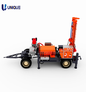 Plataforma de perforación de pozos de agua portátil JJEM para riego de tierras de cultivo tipo rueda de 380V con componentes de núcleo de motor de bomba de engranajes a la venta - Product Image 1