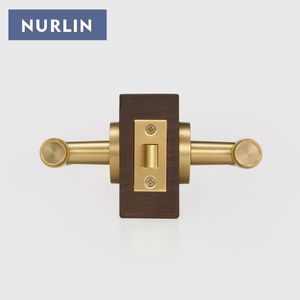 Manija de puerta cruzada moleteada de latón Nurlin, cerradura de mortaja Interior de privacidad, Juego de palanca de puerta de giro de pulgar simulado, latón antiguo mate - Product Image 5