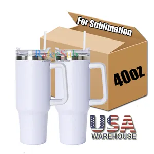 USA Warehouse 40 oz 40 oz Edelstahl 40 Unzen Isolierte Kaffee-Reise tasse Tasse Weiße Rohlinge Sublimation becher mit Griff