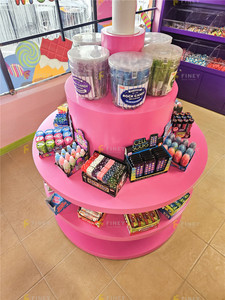 Meubles de magasin de bonbons roses au détail Étagères de présentation de <span class=keywords><strong>boutique</strong></span> de collations Décoration de magasin de bonbons en bois personnalisée pour sucette - Product Image 2