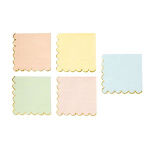 Serviettes jetables pastel de 5 pouces, bord festonné doré, 5 couleurs, 3 plis, en sachet, directement de l'usine, accessoires festifs pour célébrations - Product Image 4