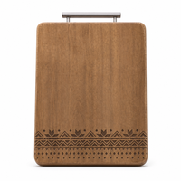Planche de service en bois de wengé gravée au laser sur mesure, poignée en acier inoxydable, motif floral bohème, écologique, durable, ustensiles de cuisine