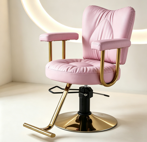 Fauteuil de Barbier Rose Réglable en Cuir PU pour Salon de Coiffure – Siège Moderne pour Salon de Coiffure - Product Image 3