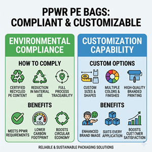 Sacs en plastique personnalisés avec fermeture éclair, en PPWR recyclé GRS, pour emballage de vêtements, <span class=keywords><strong>prix</strong></span> d'usine en gros - Product Image 5