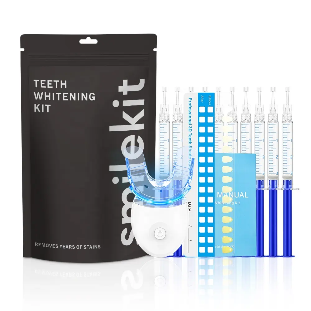 Atacado Barato Sem Marca Dentes Whitening Kit Casa/Salão Uso 10 PCS Gel Dente Branqueador Kit Recargas Com Bandejas & Luz