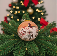 Boule de Noël en verre peinte à la main de haute qualité, motif paysage chinois fleurs et oiseaux, personnalisée en usine, pour cadeaux commémoratifs et ventes.