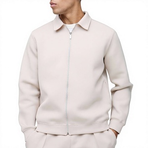 Mens Cream Collared Full-Zip Jacket and Matching Track <b>Pants</b> Tracksuit OEM ODM Wholesale Apparel - Product Image 2