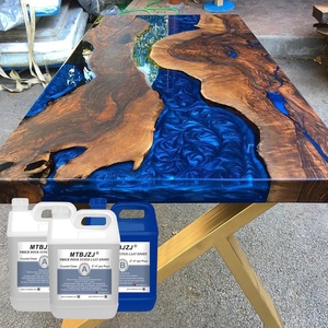 <span class=keywords><strong>Kit</strong></span> de résine époxy transparente à coulée profonde, résine liquide verre bicomposante pour artisanat DIY, meubles à bords naturels et fabrication de tables rivière - Product Image 1