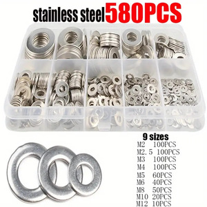 304 Stainless Steel Flat Washers Set M2 To M12 DIN125 Grade A Boxed For Screw Fastening - Product Image 5